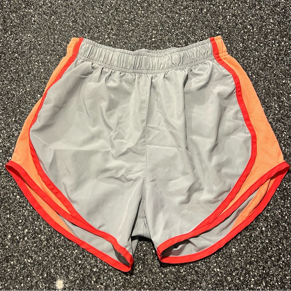 Women's Grey and Orange Nike Running Shorts